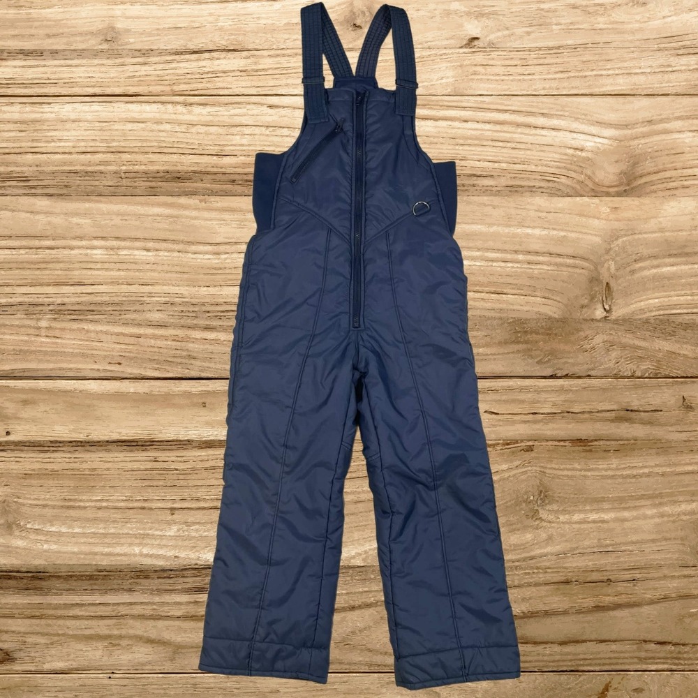 Vintage Sears Boys Insulated Snow Bibs Ski Overalls Size 8 Navy Blue